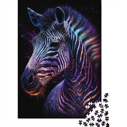 Galaxy Zebra Puzzle, einzigartige Heimdekoration, 100% recycelter Karton, Puzzle für Erwachsene, 300 Teile (40 x 28 cm) von TBDUEPS