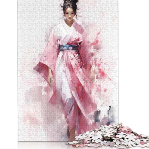 Geisha in Pink Puzzles 1000 Teile Schwer Puzzle Spielzeug Lernspiel Impossible Herausforderung Spielzeug Für Erwachsene Und Kinder in Bewährter 1000pcs (75x50cm) von TBDUEPS