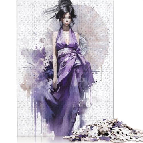 Geisha in Purple Puzzle 1000 Teile Schwer Puzzle Spielzeug Lernspiel Impossible Herausforderung Spielzeug Für Erwachsene Und Kinder in Bewährter 1000pcs (75x50cm) von TBDUEPS