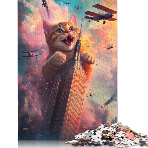 Giant Cat Attack Building Puzzles 1000 Teile Schwer Puzzle Spielzeug Lernspiel Impossible Herausforderungsspielzeug Für Erwachsene Kinder 1000pcs (38x26cm) von TBDUEPS