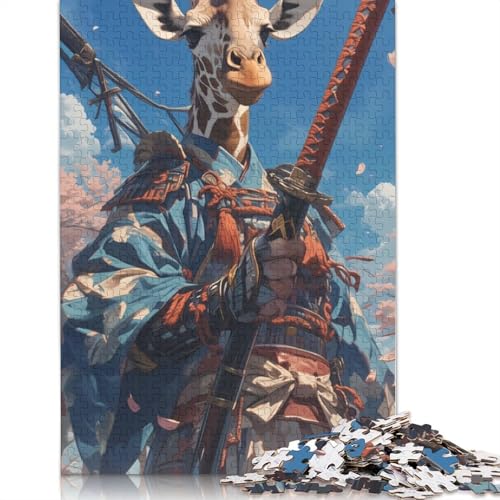 Giraffe Samurai Sakura Art Puzzle 1000-teilige Schwer Puzzle Spielzeug Pädagogisches Spiel Impossible Herausforderungsspielzeug Für Erwachsene Und Kinder Ab 14 Jahren 1000pcs (75x50cm) von TBDUEPS