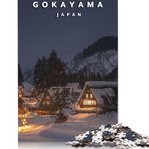 Gokayama Japan Night Puzzles für Erwachsene, 1500 Teile, Holzpuzzles für Teenager, Geschenke, Lernspiel für Erwachsene und Teenager, 1500 Stück (85 x 57 cm) von TBDUEPS