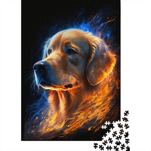 Golden Retriever Feuerpuzzle, Familienspaß, 100% recycelter Karton, Puzzle für Kinder und Erwachsene ab 12 Jahren, 300 Teile (40 x 28 cm) von TBDUEPS