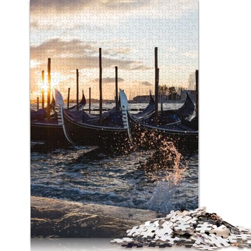 Gondeln, Sonnenaufgang, Venedig, Puzzle für Erwachsene und Jugendliche, 520 Teile, Puzzle für Erwachsene, Lernspiel, Herausforderungsspielzeug, 520 Teile (52 x 38 cm) von TBDUEPS