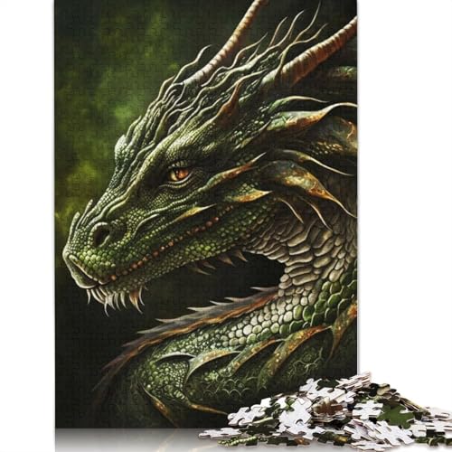 Green Dragon Fantasy Puzzle 1000 Teile Schwer Puzzle Spielzeug Lernspiel Impossible Herausforderungsspielzeug Für Erwachsene Kinder 1000pcs (75x50cm) von TBDUEPS