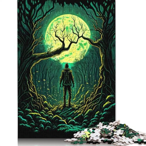 Green Scary Forest Puzzles 1000 Teile Schwer Puzzle Spielzeug Lernspiel Impossible Herausforderungsspielzeug Für Erwachsene Kinder 1000pcs (38x26cm) von TBDUEPS