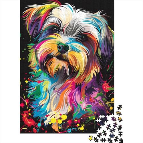 Havaneser-Hundekunst, 1000-teiliges Puzzle für Teenager, Geschenke, Holzpuzzle, Puzzle für Erwachsene, Lernspiele für Zuhause, DIY-Spielzeug, 1000 Teile (38 x 26 cm) von TBDUEPS