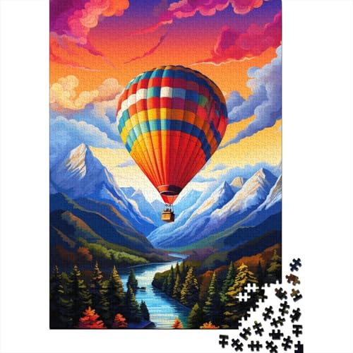 Heißluftballon mit Bergen, Puzzles 1000 Teile, Holzpuzzles für Erwachsene und Jugendliche, Familienspiel, 1000 Teile (38 x 26 cm) von TBDUEPS