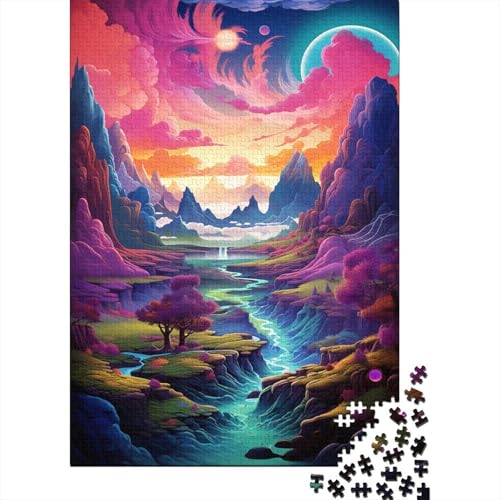 Himmelslandschaft, Fantasiefarben-Puzzle, Denksportaufgabe, 100% recycelter Karton, Puzzle für Damen und Herren, 300 Teile (40 x 28 cm) von TBDUEPS