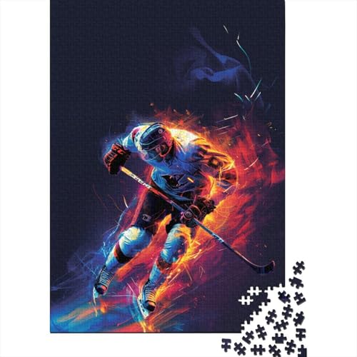 Hockeyspieler-Holzpuzzle, 1000 Teile, Puzzle für Erwachsene, Lernspiel, Herausforderungsspielzeug, 1000 Teile (38 x 26 cm) von TBDUEPS