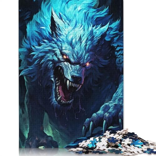Horror Wolf Puzzle 1000-teilige Schwer Puzzle Spielzeug Pädagogisches Spiel Impossible Herausforderungsspielzeug Für Erwachsene Kinder 1000pcs (75x50cm) von TBDUEPS