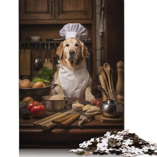 Hunde-Kochküche-Puzzle für Erwachsene, Holzpuzzle, Gehirntraining, Herausforderungsspiel, Unterhaltungsgeschenke, Familienaktivität, 1000 Teile (75 x 50 cm) von TBDUEPS