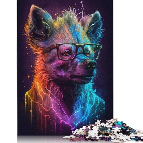 Hyänen tragen Brillen, Puzzle, Entspannungs-Herausforderung, Spielzeug, rechteckiges Papierpuzzle für Jungen oder Mädchen, 1000 Teile (75 x 50 cm) von TBDUEPS