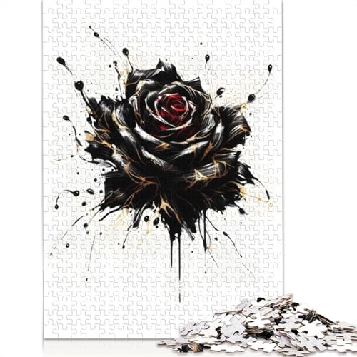 Ink Rose Puzzle 1000-teilige Schwer Puzzle Spielzeug Lernspiel Impossible Herausforderung Spielzeug Für Erwachsene Kinder 1000pcs (75x50cm) von TBDUEPS