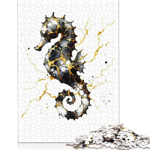 Ink Seahorses Puzzle 1000-teilige Schwer Puzzle Spielzeug Lernspiel Impossible Herausforderung Spielzeug Für Erwachsene Und Kinder Ab 12 Jahren 1000pcs (75x50cm) von TBDUEPS