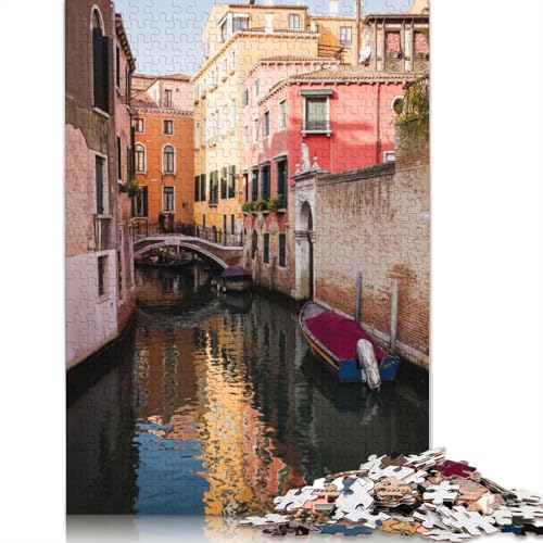 Kanal bei Sonnenuntergang in Venedig, Puzzle, 1000 Teile, Puzzle für Erwachsene, Puzzles für Teenager, Geschenke, Lernspiel, Herausforderungsspielzeug, 1000 Teile (75 x 50 cm) von TBDUEPS