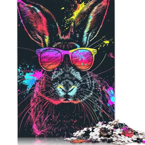 Kaninchen mit Sonnenbrille, Puzzles für Erwachsene, 1000 Teile, Puzzle für Teenager, Lernspiel, Herausforderung, Spielzeug, 1000 Teile (75 x 50 cm) von TBDUEPS