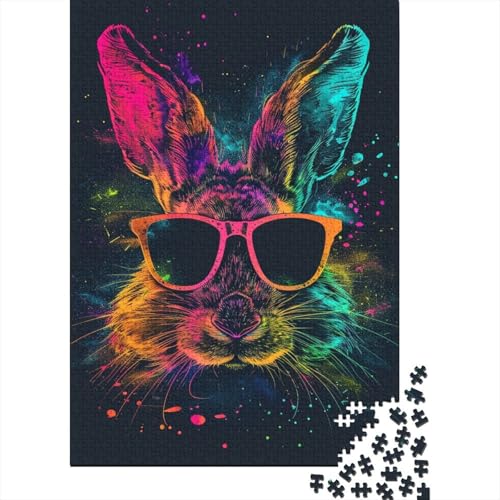 Kaninchen mit Sonnenbrille Puzzle 1000 Teile für Erwachsene und Teenager ab 12 Jahren, 1000 Teile (38 x 26 cm) von TBDUEPS