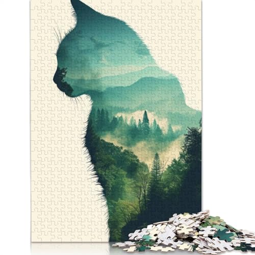 Katze in Doppelbelichtung, 1000-teiliges Puzzle für Erwachsene | | Familienspaß-Puzzles für Erwachsene, Geschenke, Denkspiele, 1000 Teile (75 x 50 cm) von TBDUEPS