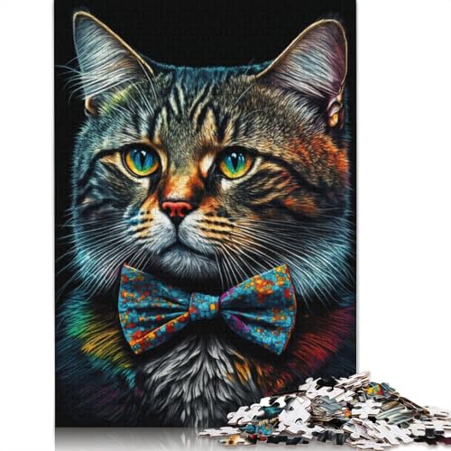 Katze mit Schleife, Puzzle, Dekompressionsspielzeug, 100% recycelter Karton, Puzzle für Erwachsene und Teenager, 1000 Teile (75 x 50 cm) von TBDUEPS