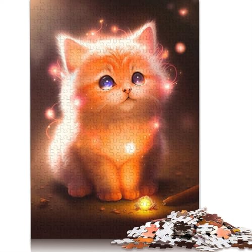 Kitty and Fireflies Puzzle 1000-teilige Schwer Puzzle Spielzeug Lernspiel Impossible Herausforderung Spielzeug Für Erwachsene Und Kinder Ab 12 Jahren 1000pcs (38x26cm) von TBDUEPS