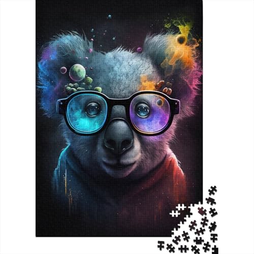 Koala mit Brille, Puzzle, DIY-Spiel, Premium-Karton-Puzzle für Damen und Herren, 300 Teile (40 x 28 cm) von TBDUEPS