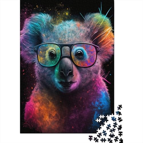 Koala mit Brille, Puzzle, Dekompressionsspielzeug, 100% recycelter Karton, Puzzle für Erwachsene, Teenager, 300 Teile (40 x 28 cm) von TBDUEPS