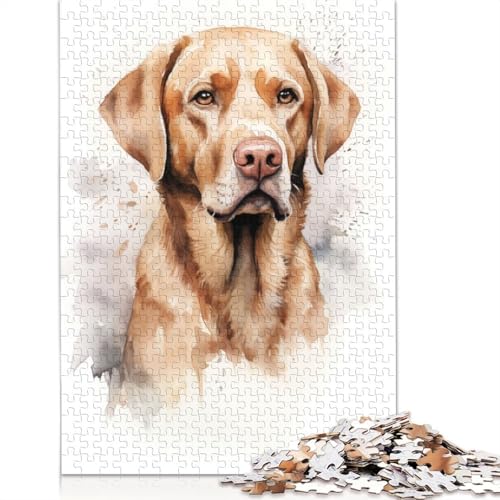 Labrador-Porträt-Puzzle 1000 Teile für Erwachsene, Holzpuzzles, Gehirntraining, Herausforderungsspiel, Unterhaltungsgeschenke, Familienaktivität, 1000 Stück (38 x 26 cm) von TBDUEPS