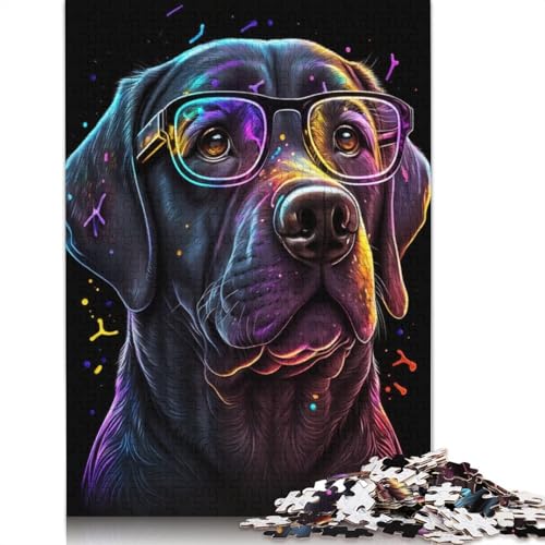 Labrador mit Brille, herausforderndes und kniffliges Puzzle aus 100% recyceltem Karton, Erwachsene und Kinder, 1000 Teile (75 x 50 cm) von TBDUEPS