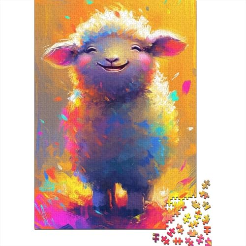 Lächelndes süßes Schaf-Puzzle für Erwachsene und Jugendliche, 1000 Teile, Holzpuzzle für Teenager, Geschenke, Denksportspiel, 1000 Teile (38 x 26 cm) von TBDUEPS