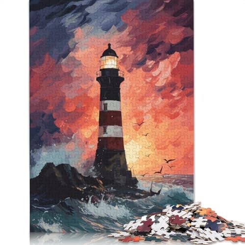 Lighthouse Sunset Puzzles 1000 Teile Schwer Puzzle Spielzeug Pädagogisches Spiel Impossible Herausforderungsspielzeug Für Erwachsene Kinder 1000pcs (75x50cm) von TBDUEPS