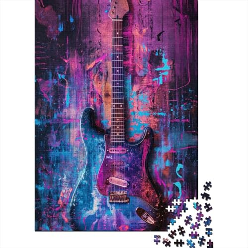 Lila Gitarre, 1000 Teile, Holzpuzzle für Erwachsene, Puzzle, Lernspiel, Herausforderungsspielzeug, 1000 Teile (38 x 26 cm) von TBDUEPS