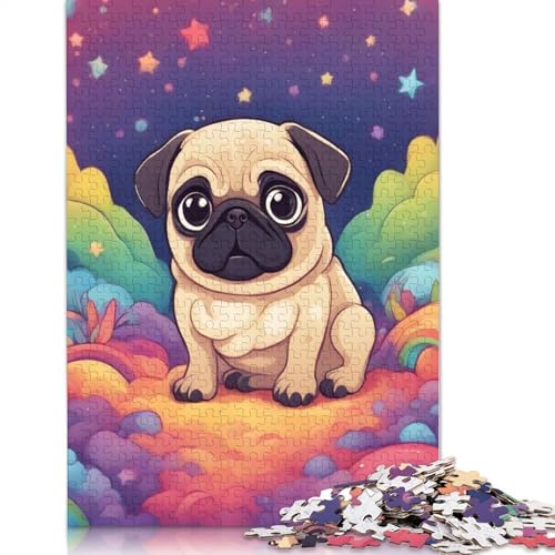 Little Pug Puzzle 1000-teilige Schwer Puzzle Spielzeug Pädagogisches Spiel Impossible Herausforderung Spielzeug Für Erwachsene Kinder 1000pcs (38x26cm) von TBDUEPS