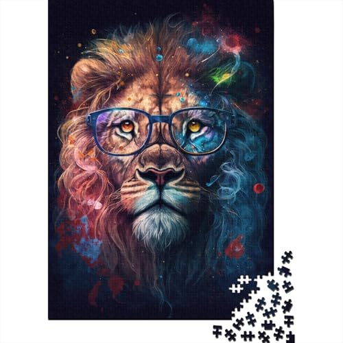 Löwe mit Brille, Puzzle, Denksportaufgabe, 100% recycelter Karton, Puzzle für Damen und Herren, 300 Teile (40 x 28 cm) von TBDUEPS