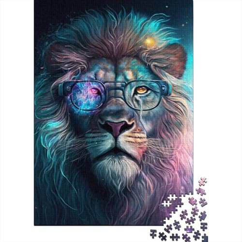 Löwe mit Brille, herausforderndes und kniffliges Puzzle aus 100% recyceltem Karton, für Erwachsene, Geburtstagsgeschenk für Teenager, 300 Teile (40 x 28 cm) von TBDUEPS