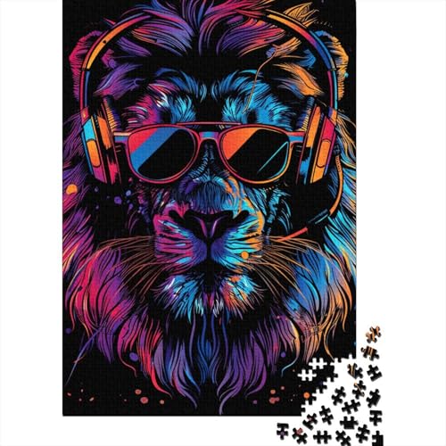 Löwe mit Kopfhörern und Sonnenbrille, Puzzle, 1000 Teile, für Erwachsene und Jugendliche ab 12 Jahren, 1000 Teile (38 x 26 cm) von TBDUEPS