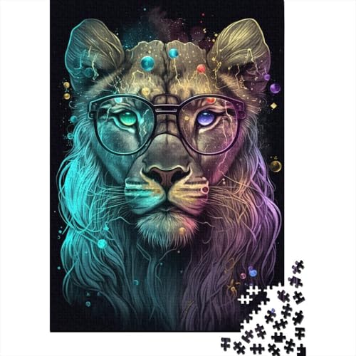 Löwin mit Brille, Puzzle, Entspannungs-Herausforderungsspielzeug, Premium-Puzzle aus Karton für Erwachsene und Kinder, 300 Teile (40 x 28 cm) von TBDUEPS