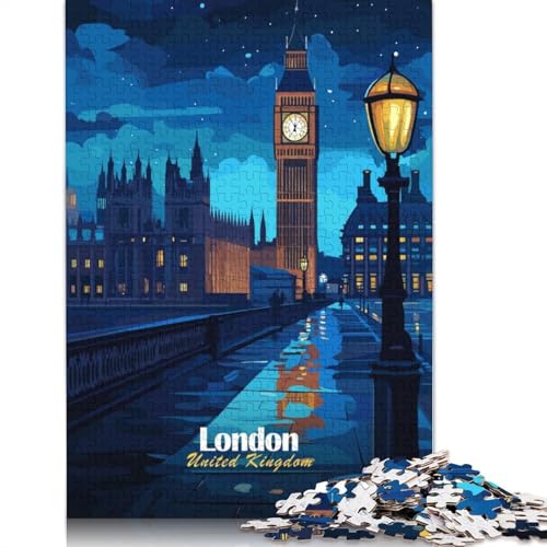 London Night View Puzzles für Erwachsene 1500 Teile Holzpuzzle für Erwachsene und Teenager Heimdekoration Puzzlespielzeug 1500 Teile (85 x 57 cm) von TBDUEPS