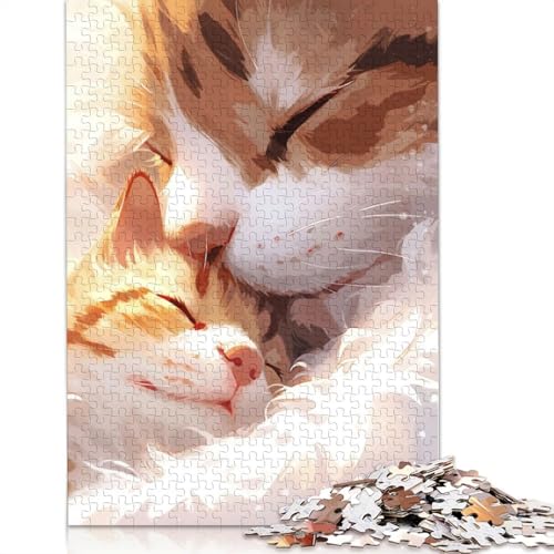 Loving Cat Puzzle 1000-teilige Schwer Puzzle Spielzeug Lernspiel Impossible Herausforderungsspielzeug Für Erwachsene Kinder 1000pcs (75x50cm) von TBDUEPS