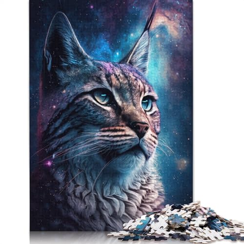 Luchs-Tier-Galaxie-Puzzle, DIY-Spiel, Premium-Karton-Puzzle für Damen und Herren, 1000 Teile (75 x 50 cm) von TBDUEPS