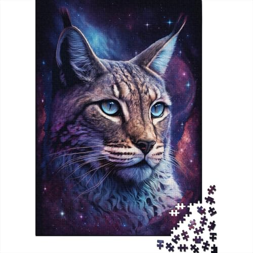 Luchs-Tier-Galaxie-Puzzle, Familienspaß, rechteckiges Papierpuzzle für Kinder und Erwachsene ab 12 Jahren, Geburtstagsgeschenk, 300 Teile (40 x 28 cm) von TBDUEPS