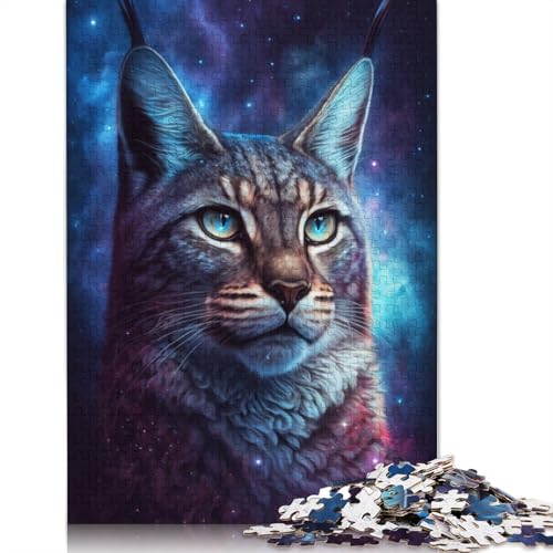 Luchs-Tier-Galaxie-Puzzle, Lernspiele, Familienaktivitäten, Premium-Karton-Puzzle für Frauen und Männer, 1000 Teile (75 x 50 cm) von TBDUEPS