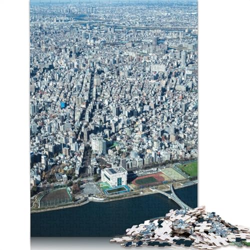 Luftaufnahme der Stadtlandschaft von Tokio, Puzzles für Erwachsene, 1000 Teile, Holzpuzzles für Teenager, Geschenke, Lernspiel für Erwachsene und Teenager, 1000 Stück (75 x 50 cm) von TBDUEPS