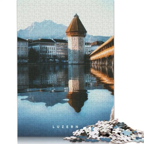 Luzern Puzzles 1500 Teile für Teenager Geschenke Holzpuzzle Erwachsenenpuzzle Familienspaß Puzzles 1500 Stück (85x57cm) von TBDUEPS