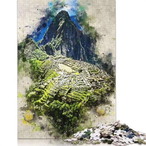 Machu Picchu in Aquarell-Puzzles, 1000 Teile, Holzpuzzles, Puzzle für Erwachsene und Jugendliche ab 12 Jahren, 1000 Teile (75 x 50 cm) von TBDUEPS