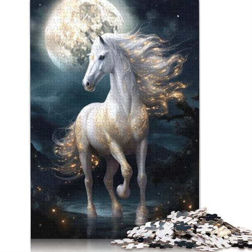 Magic Moon Horse Puzzles 1000 Teile Schwer Puzzle Spielzeug Pädagogisches Spiel Impossible Herausforderung Spielzeug Für Erwachsene Kinder 1000pcs (75x50cm) von TBDUEPS