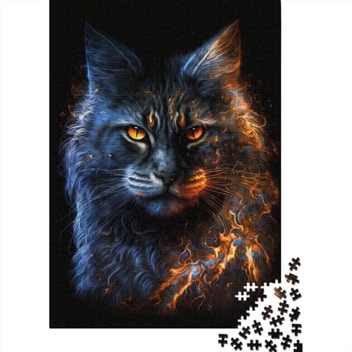 Maine Coon Cat Fire Puzzle, Denksportaufgabe, 100% recycelter Karton, Puzzle für Kinder und Erwachsene ab 12 Jahren, 300 Teile (40 x 28 cm) von TBDUEPS