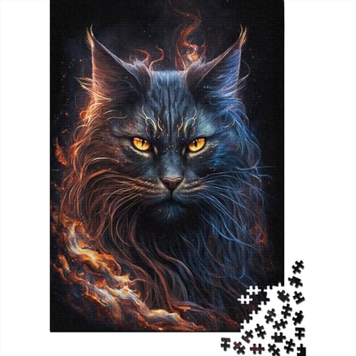 Maine Coon Cat Fire Puzzle-Spielzeug, Lernspiel, Premium-Puzzle aus Karton für Erwachsene und Kinder, 300 Teile (40 x 28 cm) von TBDUEPS