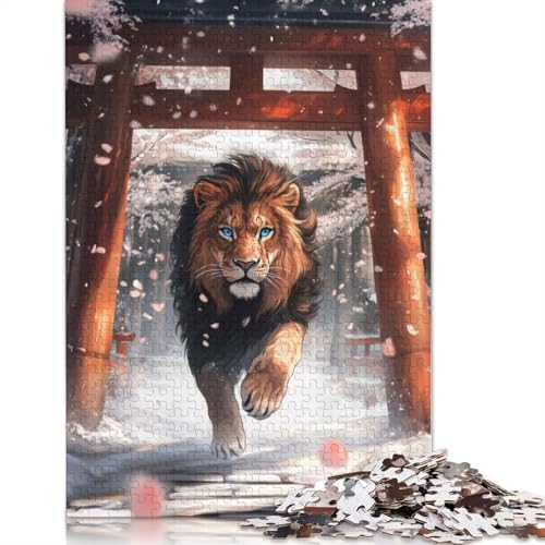 Majestic Lion Torii Puzzle 1000-teilige Schwer Puzzle Spielzeug Lernspiel Impossible Herausforderung Spielzeug Für Erwachsene Und Kinder Ab 14 Jahren 1000pcs (75x50cm) von TBDUEPS