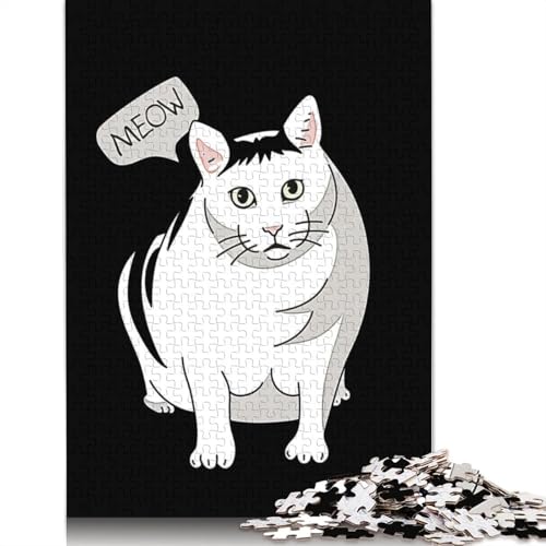 Meow Meme Puzzle 1000 Teile Schwer Puzzle Spielzeug Pädagogisches Spiel Impossible Herausforderungsspielzeug Für Erwachsene Kinder 1000pcs (75x50cm) von TBDUEPS